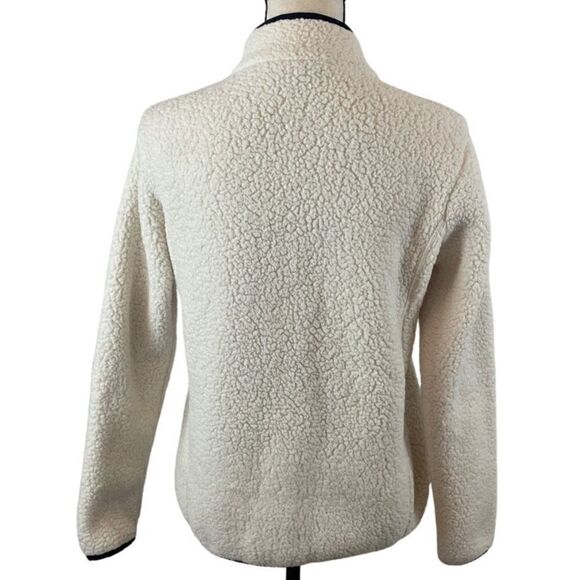 LANDS' END CREAM SHERPA FULL ZIP FLEECE JACKET WOMENS MEDIUM (10-12) - Picture 2 of 7